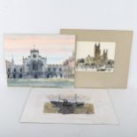 Robert Tavener (1920 - 2004), watercolour, college buildings, 28cm x 35cm, together with ink/