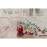 Edna Clarke Hall (1879 - 1979), window cill, 1947, watercolour, signed, 29cm x 46cm, framed