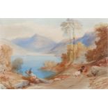 Samuel Jackson (1794 - 1869), mountain lake scene, watercolour, 20cm x 30cm, framed