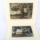 Claude Muncaster (1903 - 1974), 2 landscapes (1 double-sided), watercolour, largest 23cm x 31cm,