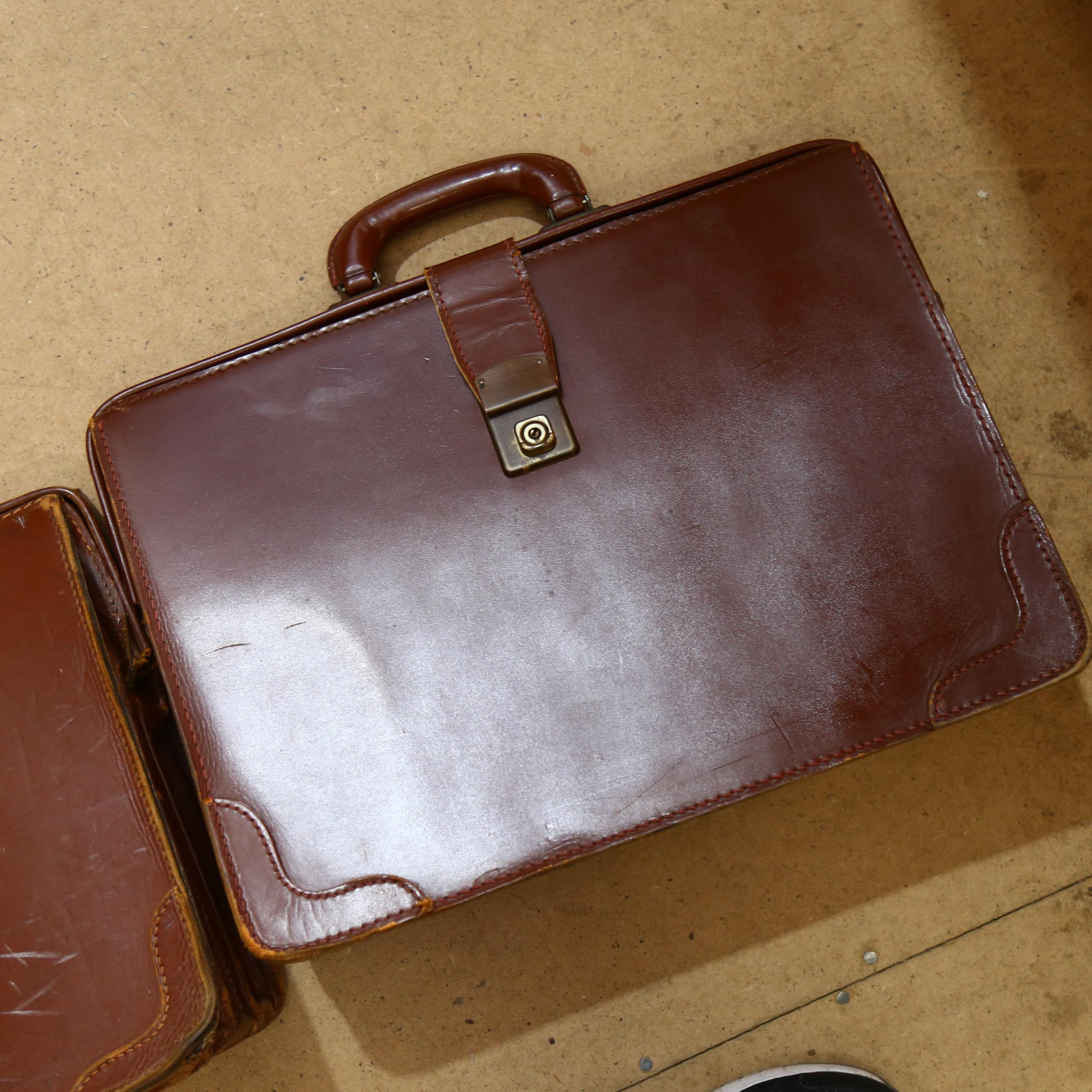 2 Vintage leather briefcases, 1 with printed script for a Pendragon product - Image 2 of 2