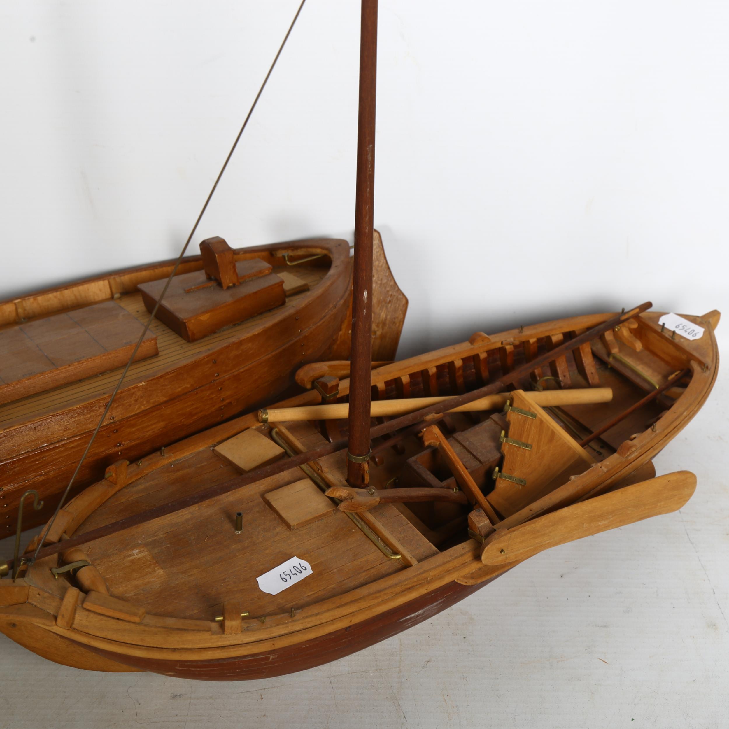 2 similar wooden yacht or fishing boat models, models appear to be built from specific kits, largest - Image 2 of 2