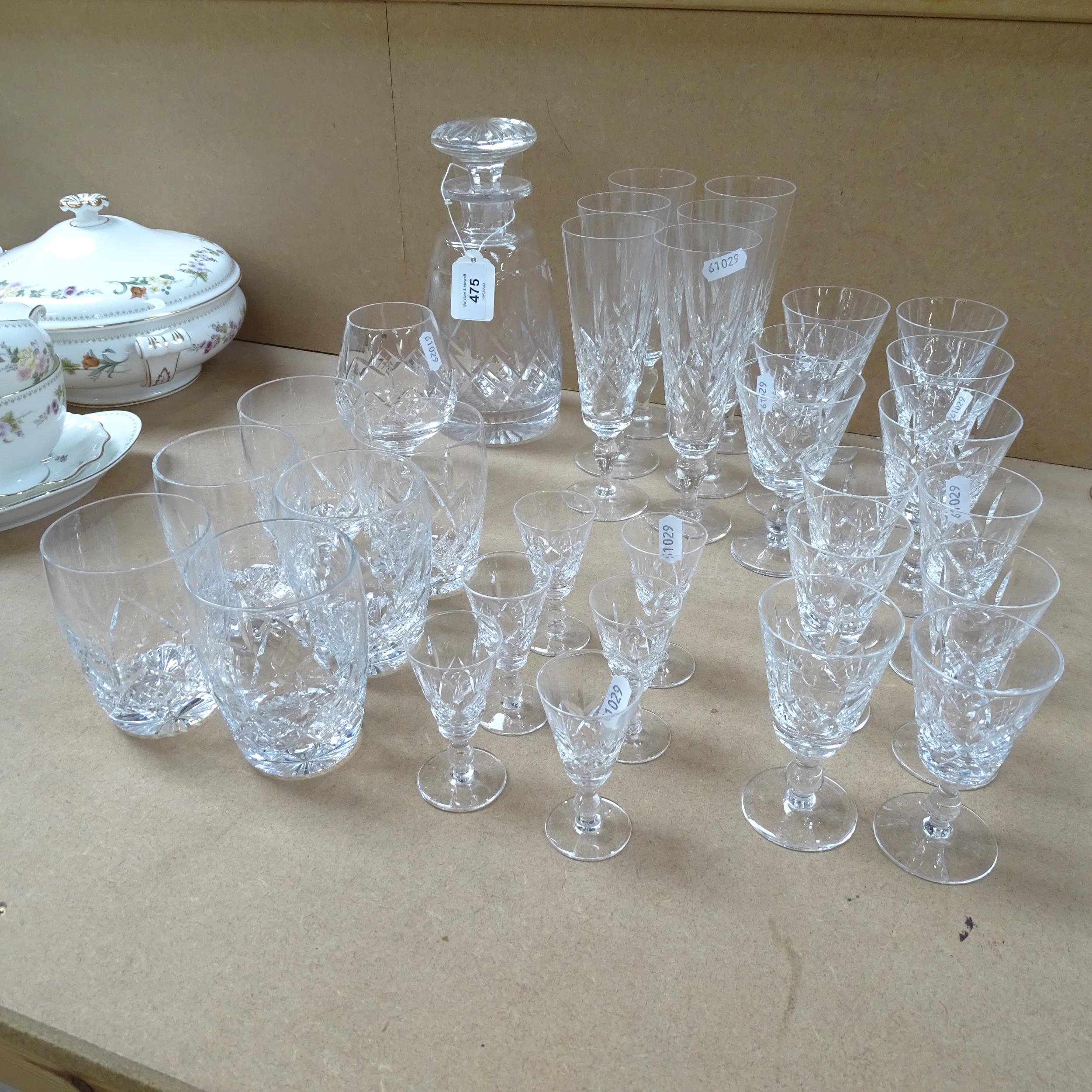 A suite of Stuart crystal glassware in Glengarry pattern, to include 6 Champagne flutes,