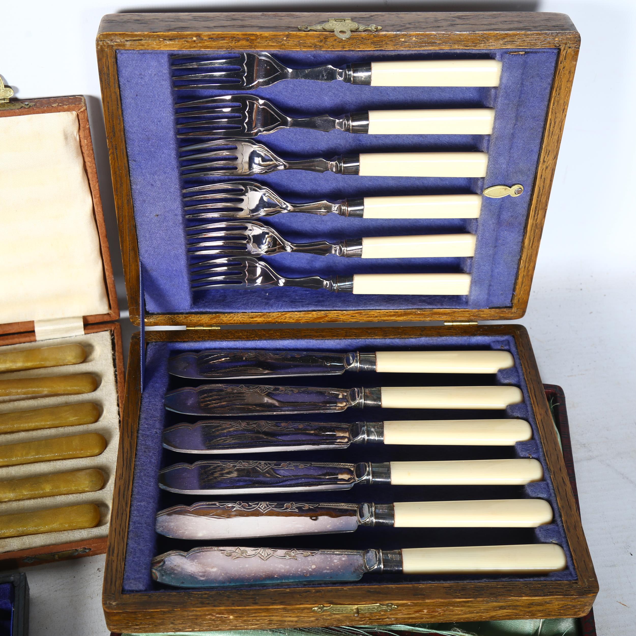 5 boxes of cutlery, including a mother-of-pearl handled set - Image 2 of 2