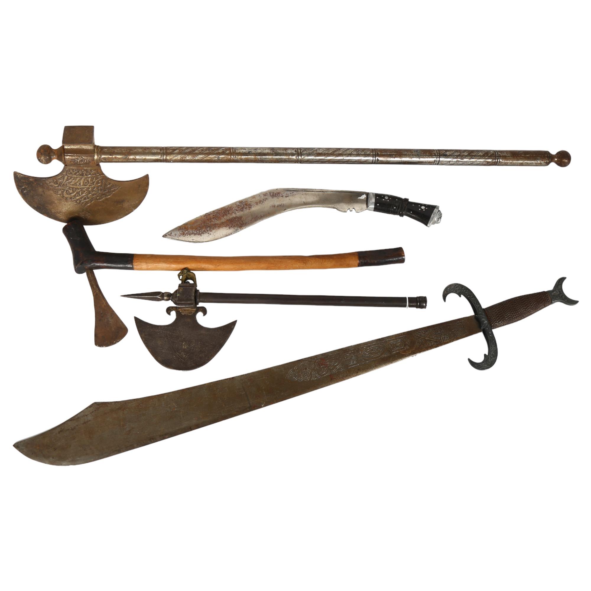 A group of Indo-Persian axes and swords (5)