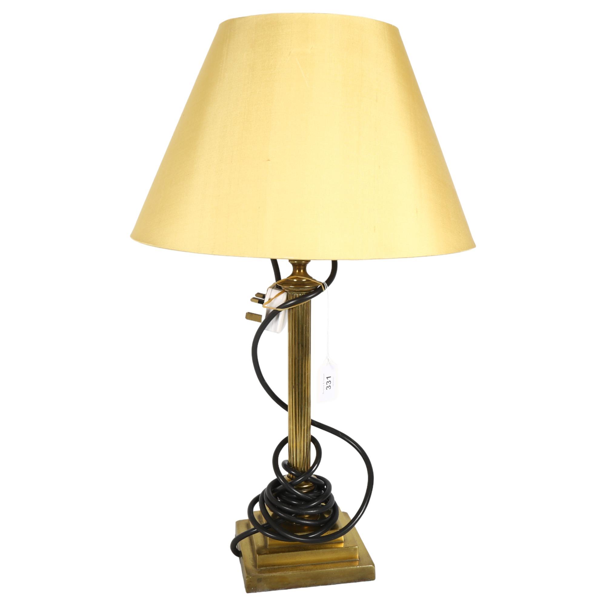 A Corinthian column table lamp with shade, H56cm