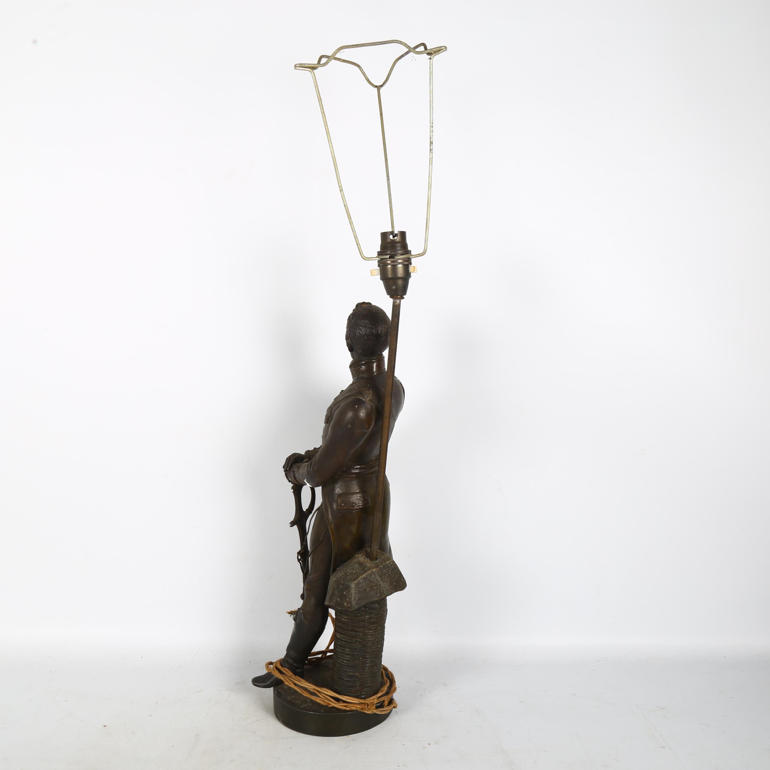 A spelter figurine table lamp, depicting Napoleon Bonaparte, H67cm - Image 2 of 2