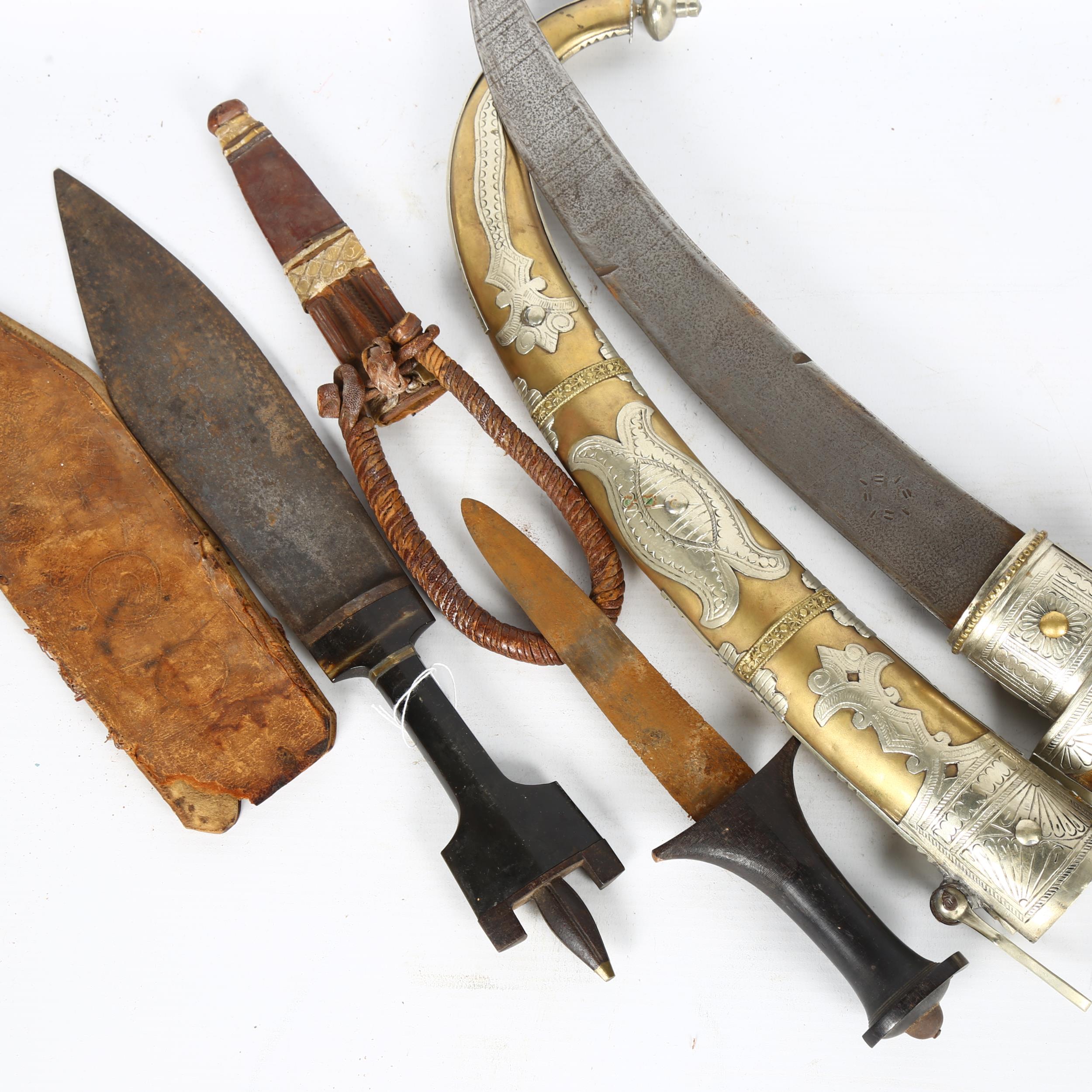 A Middle Eastern jambiya, and 2 horn-handled daggers (3) - Image 2 of 2