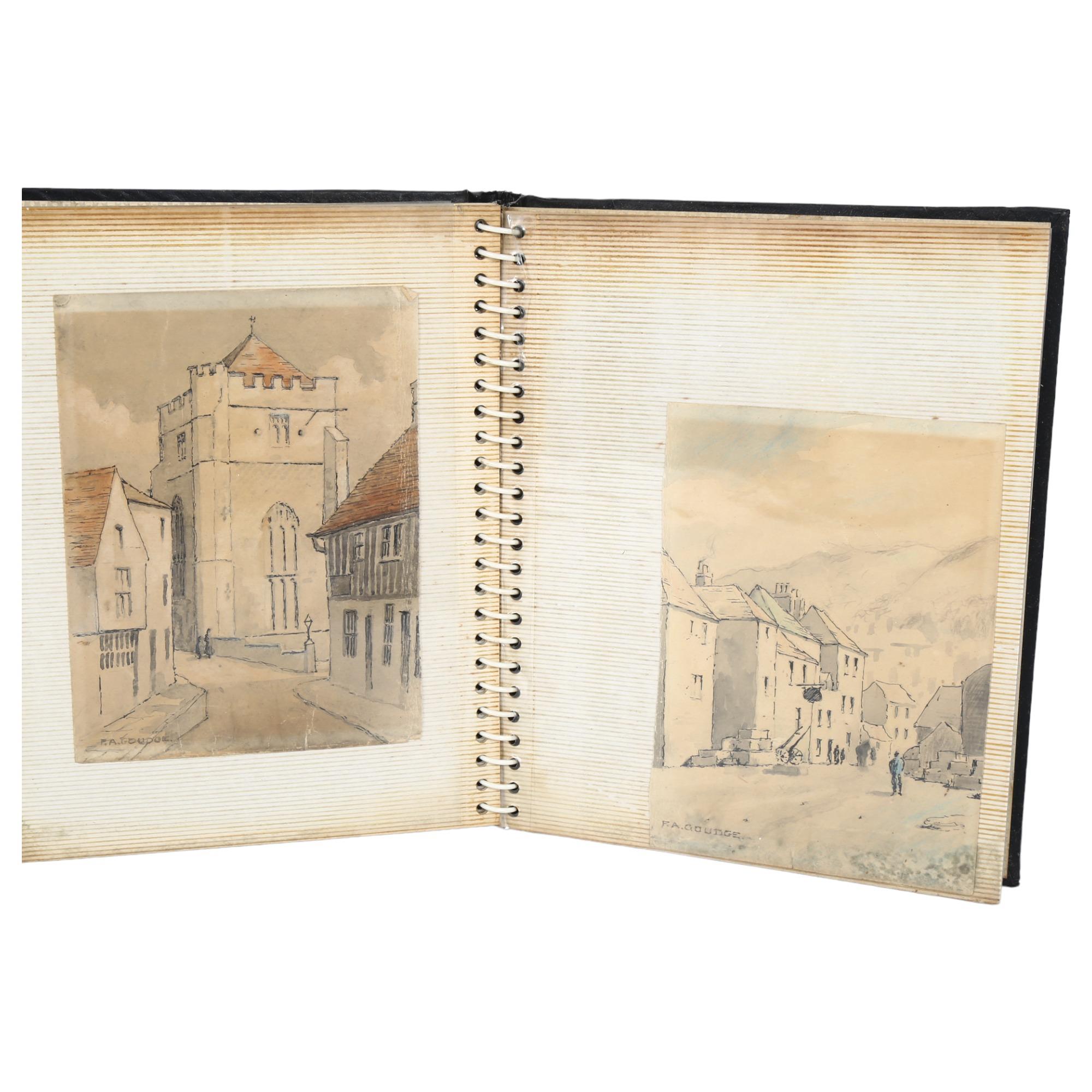 A folio of watercolours, mixed artists, depicting various Hastings fishing beach scenes and the