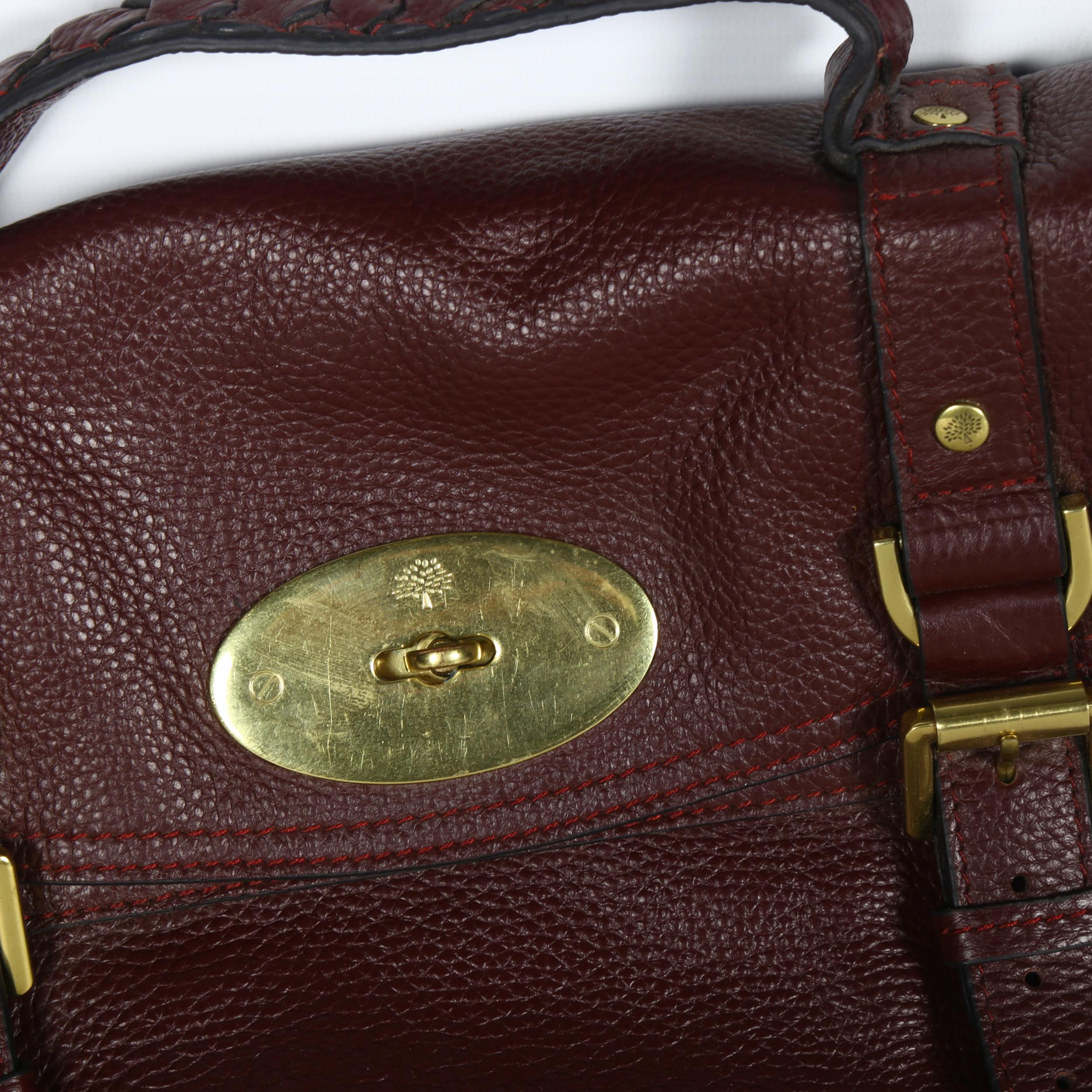 Vintage Mulberry burgundy leather bag with brass fittings, W32cm - Image 2 of 2