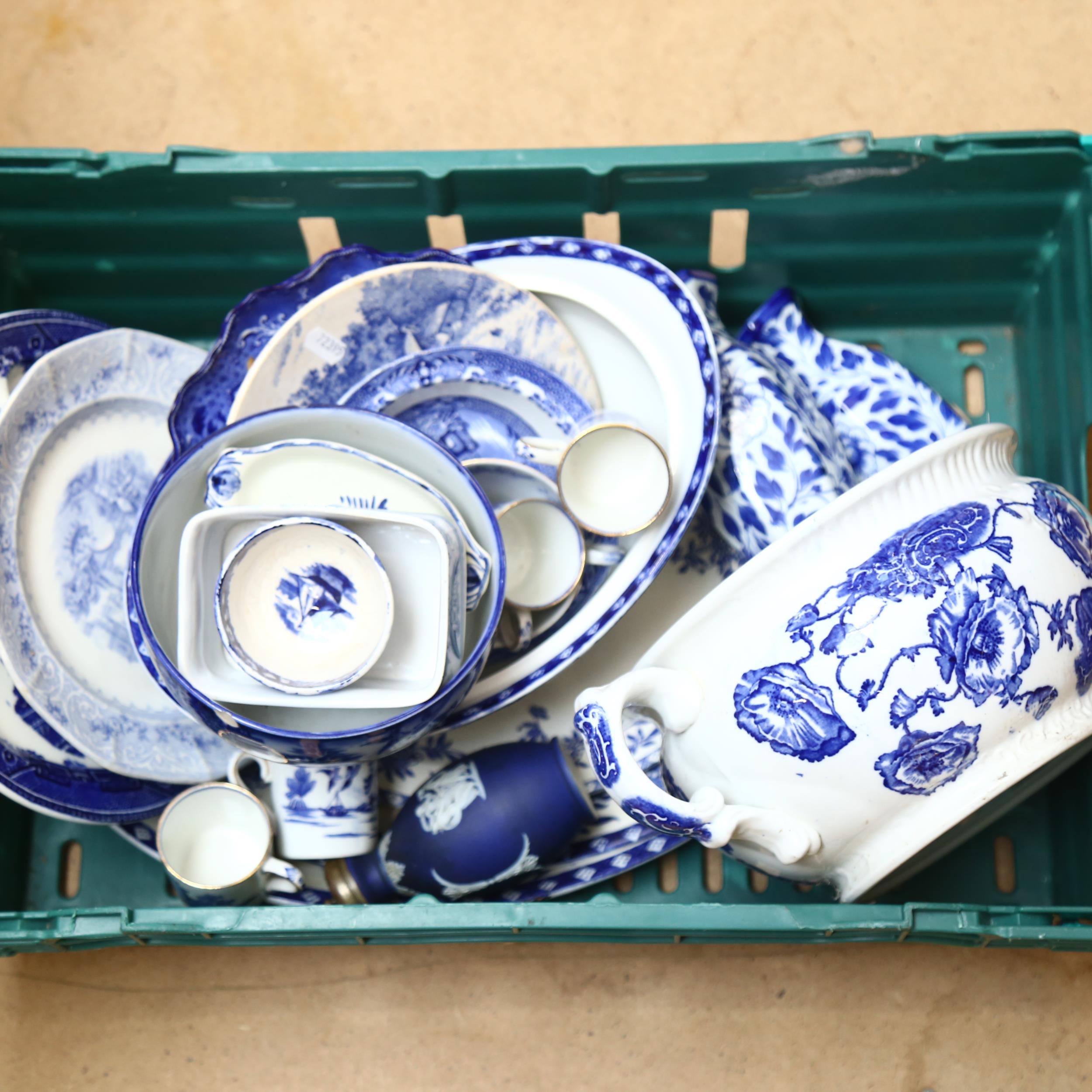 A quantity of various Vintage blue and white ceramics, including Copeland Spode, Vine, Burleigh - Image 2 of 2