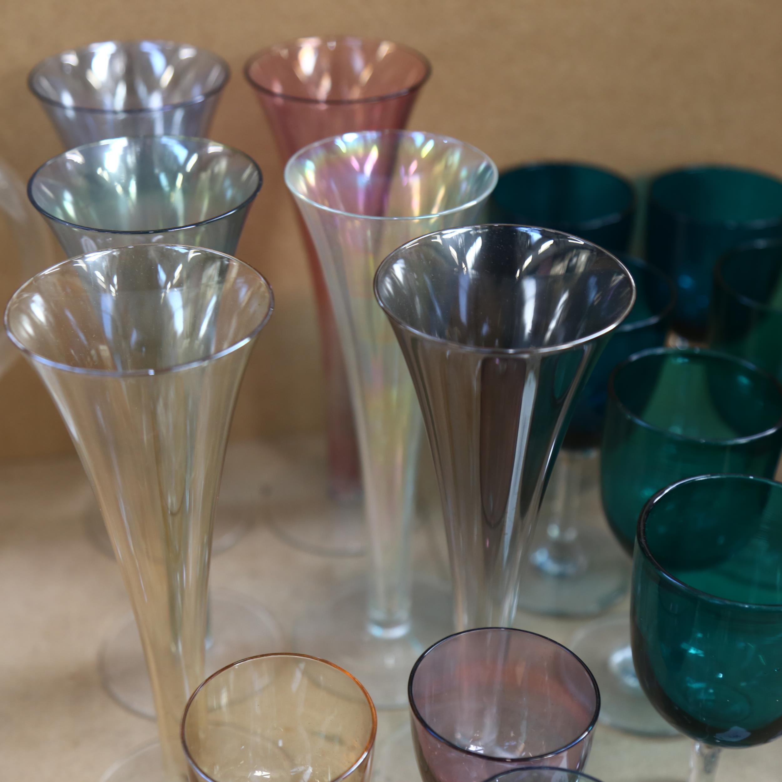 8 Bristol green glass Port wine glasses with clear stems, 6 Krosno Polish lustre Sherry glasses, 6 - Image 2 of 2