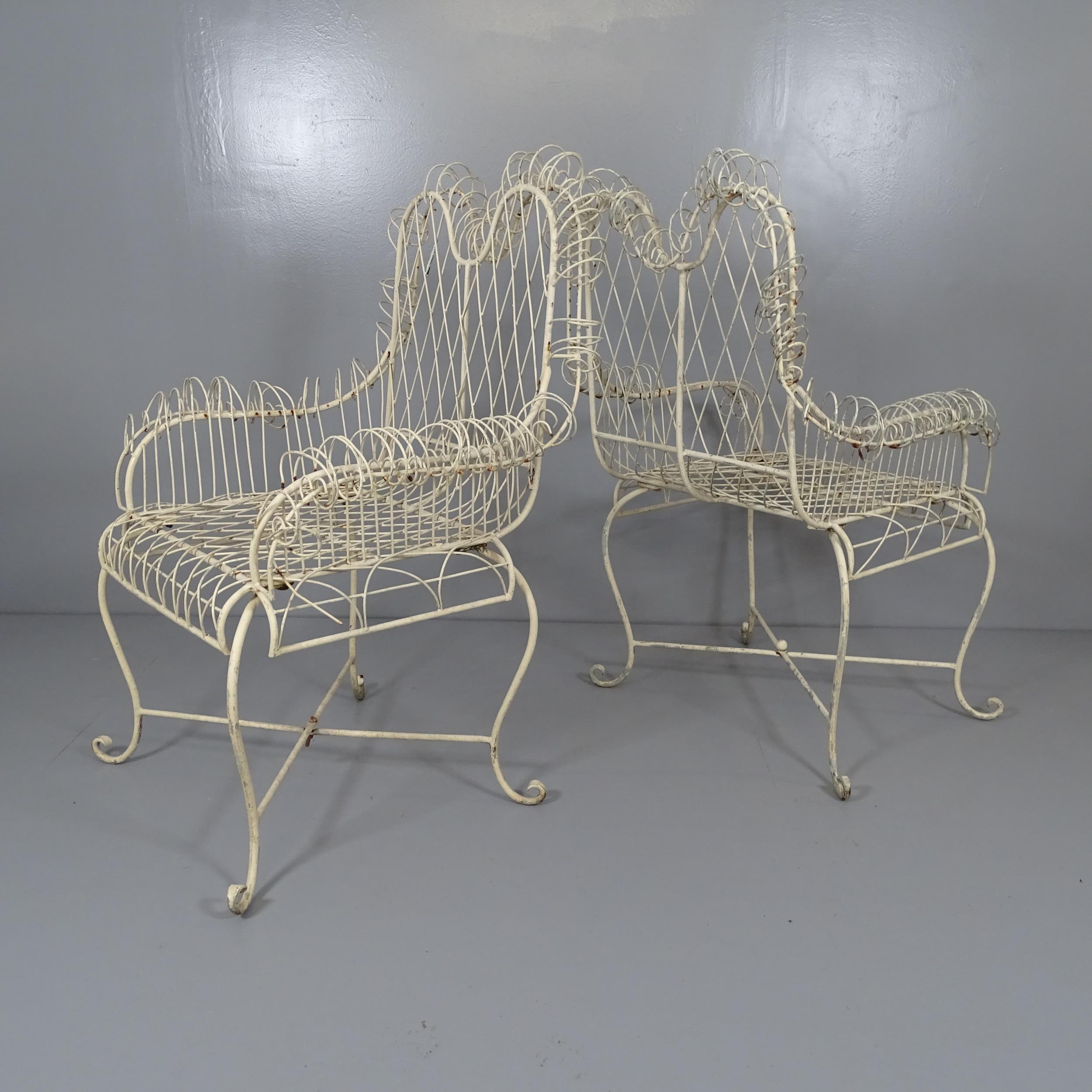 A pair of 1950s wirework garden chairs. - Image 2 of 2