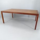 A mid-century teak dining table by Jens Risom for Jens Risom Design Ltd. with maker's label.