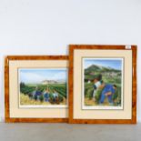 Margaret Loxton, a set of 4 limited edition coloured prints, Clos d Vougeot, Pouilly-Fuisse,