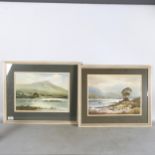 Keith Burtonshaw, 3 watercolours, panoramic river views, largest 54cm x 69cm, all framed