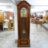 A modern American longcase clock with label for The Emperor Clock Company Ltd, having an 11" brass