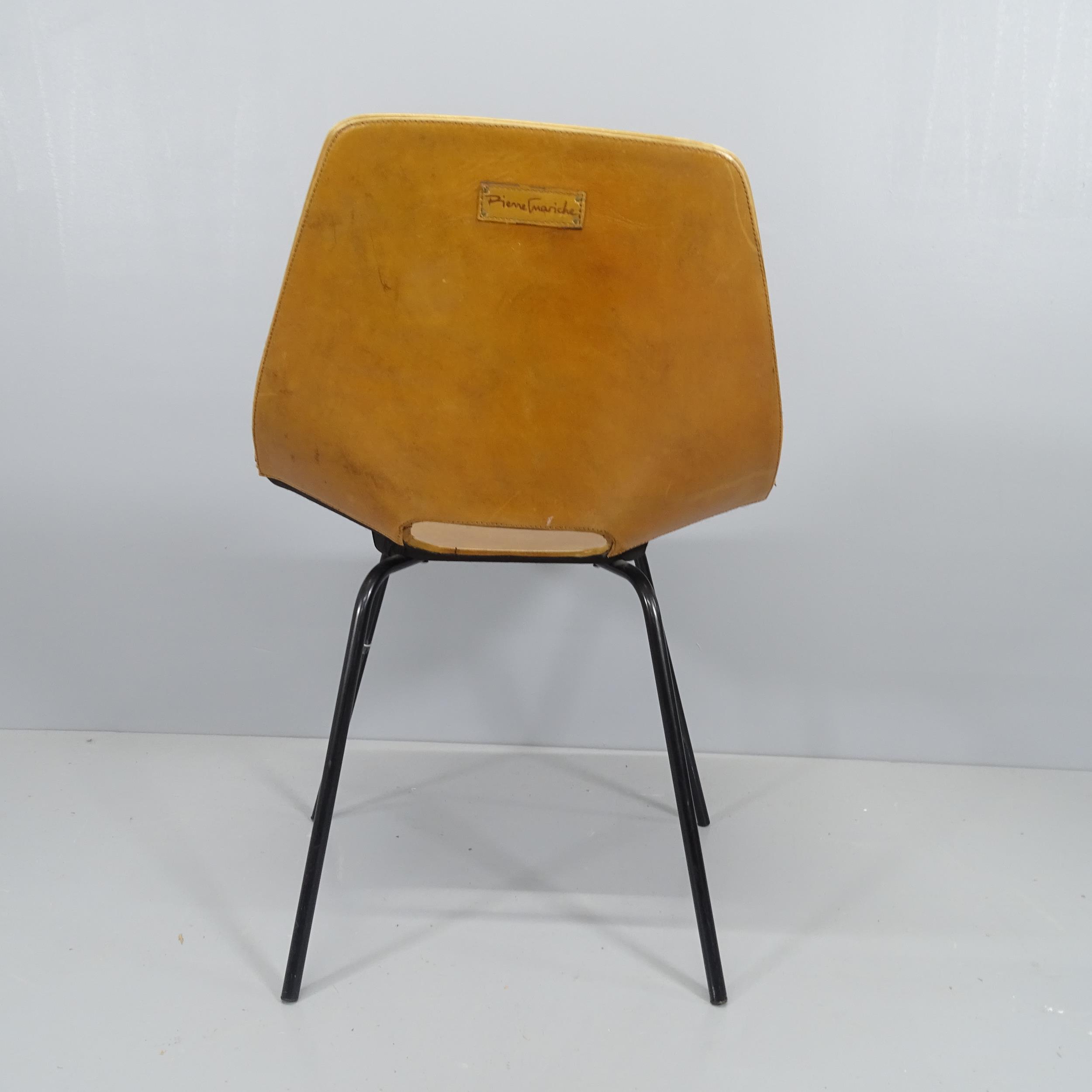 Pierre Guariche, France, a Tonneau chair, the leather clad shell seat on black tubular steel legs, - Image 2 of 2