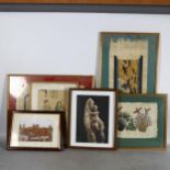 A group of prints and pictures including 3 on papyrus (6)