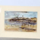 Impressionist watercolour, Sussex pier, unsigned, 34cm x 54cm, mounted Good condition