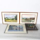 A group of 4 watercolours, panoramic coastal and countryside views, all unsigned but appear to be by