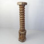 A French elm spiral turned column. 132cm
