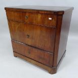 A 19th century Biedermeier mahogany chest of three long drawers. 73x63x46cm