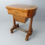 An Victorian combination top games table with single drawer and sliding basket under. 61 x 71 x 40cm