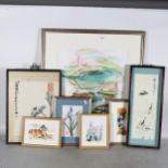A group of Oriental watercolours and prints, all signed W Yeo