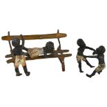 2 cold painted white metal and bronze groups of children playing, tallest figure 5.5cm Figures on