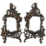 A pair of early 20th century cast-bronzed Rococo style frames, maker's stamp Beatrice to reverse,