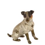 A cold painted bronze miniature of a dog, height 3.5cm Chips and rubbing to paintwork, overall
