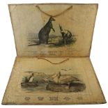 2 late 19th century school room prints by Callewaert Freres, Brussels, of a pelican and a