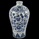 A Chinese blue and white porcelain Meiping narrow-necked vase, hand painted decoration with 6