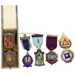6 silver hallmarked and enamel Masonic jewels, including Caledonia Lodge and Royal Sussex Chapter, 1