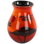 A Poole Pottery Flambe vase with Savannah Sunset decoration, height 16cm Good condition, no chips