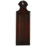 A 19th century mahogany wall-hanging candle box, length 45cm Maker's mark stamp GD to end of