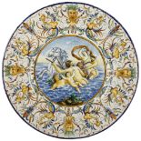 An Italian Maiolica charger with Classical scene, diameter 41cm Good condition, no chips cracks or