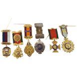 A collection of 6 silver and silver-gilt hallmarked R.A.O.B jewels, earliest 1908