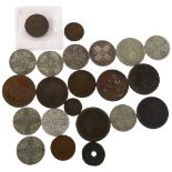 A small collection of British and other coins, some with silver content, including high grade