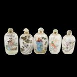 5 Chinese interior painted glass snuff bottles