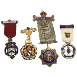 4 Masonic hallmarked silver and enamel jewels, including Roll of Honour West Dorset Lodge, and 3
