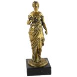 A cast brass classical figure on marble plinth, height 35cm Attachment missing from left hand