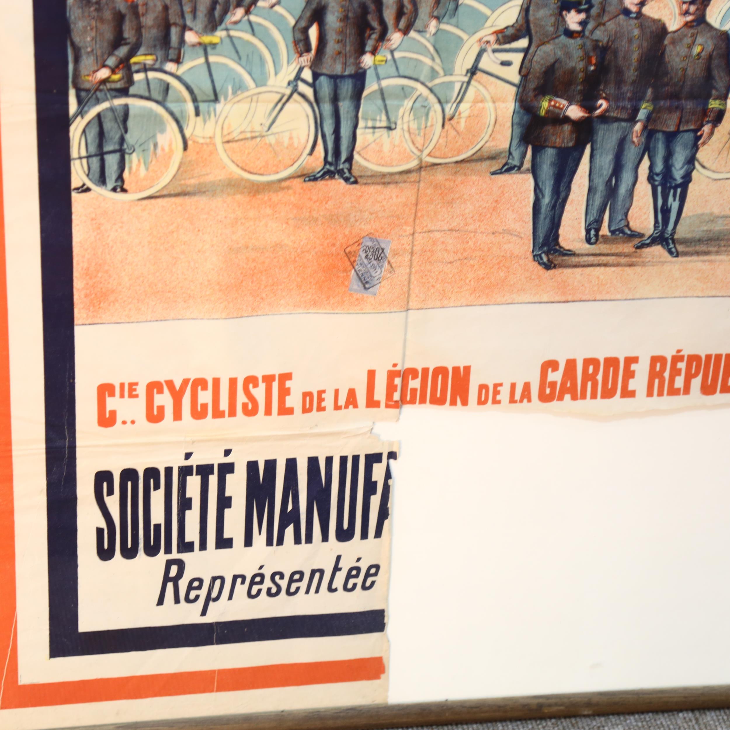 An early 20th century advertising poster for French Police Bikes, framed, 163 x 123cm Panel to - Bild 3 aus 3