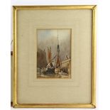 Samuel Prout (1763 - 1853), Dover harbour, watercolour, 16cm x 11cm, and 2 other watercolour