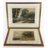 Peter la Cave, rural landscape, watercolour, unsigned, 19cm x 25cm, and a similar rural scene,