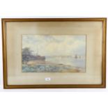 Martin Snape (1852 - 1930), First World War battleship in Portsmouth harbour, watercolour, signed,