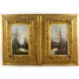 C Leutner, pair of rural landscapes, oil on board, 30cm x 17cm, framed Good original condition,