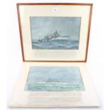 Erskine Tufnell, HMS Defender 1932, and HMS Glowworm ramming Hipper 8.4.40, 24cm x 35cm, 1 framed