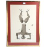 20th century watercolour, headstand, unsigned, 55cm x 37cm, framed Good condition